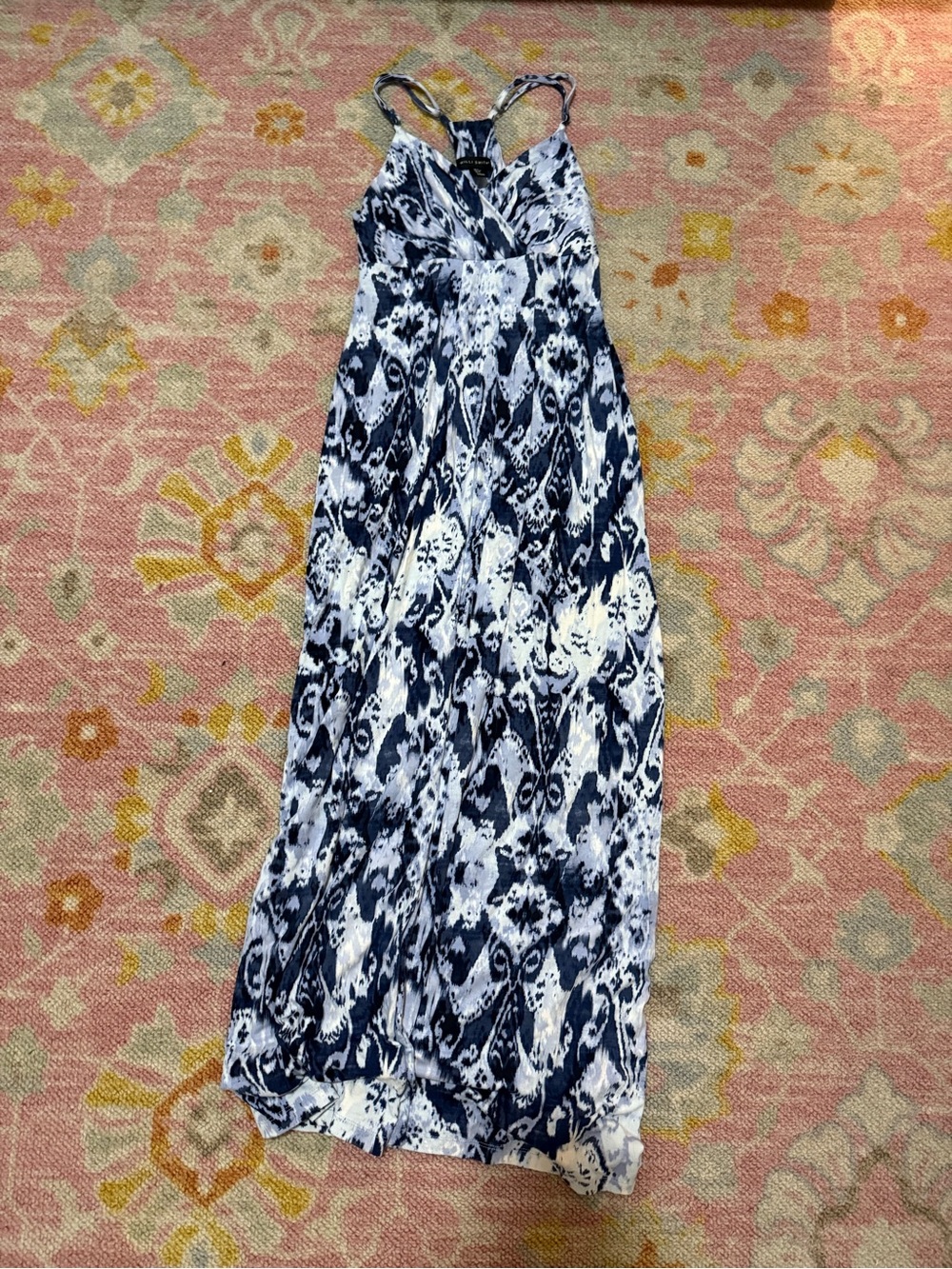 Blue & White Stretch Maxi Dress